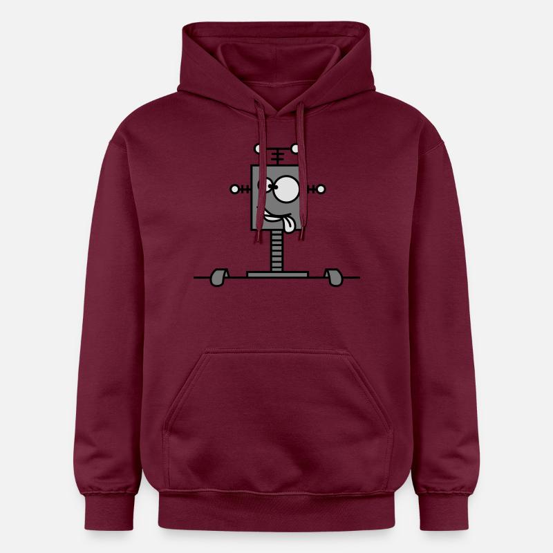 Funny Crazy Robot Behind Wall - Sweat à capuche Softstyle® Gildan Unisexe - maroon