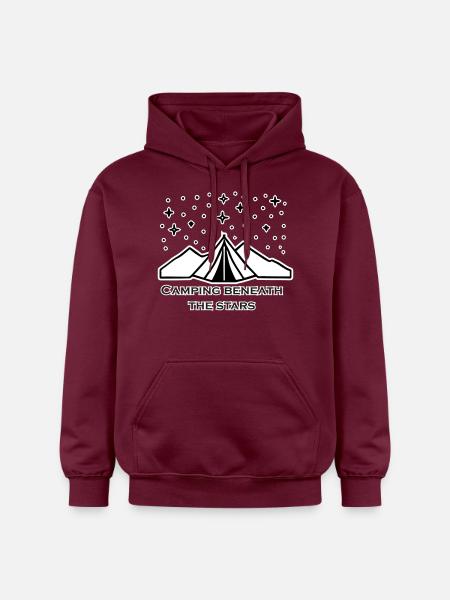 Tent among stars -Camping Beneath The Stars Design - Gildan Unisex Softstyle® Midweight Hoodie - maroon