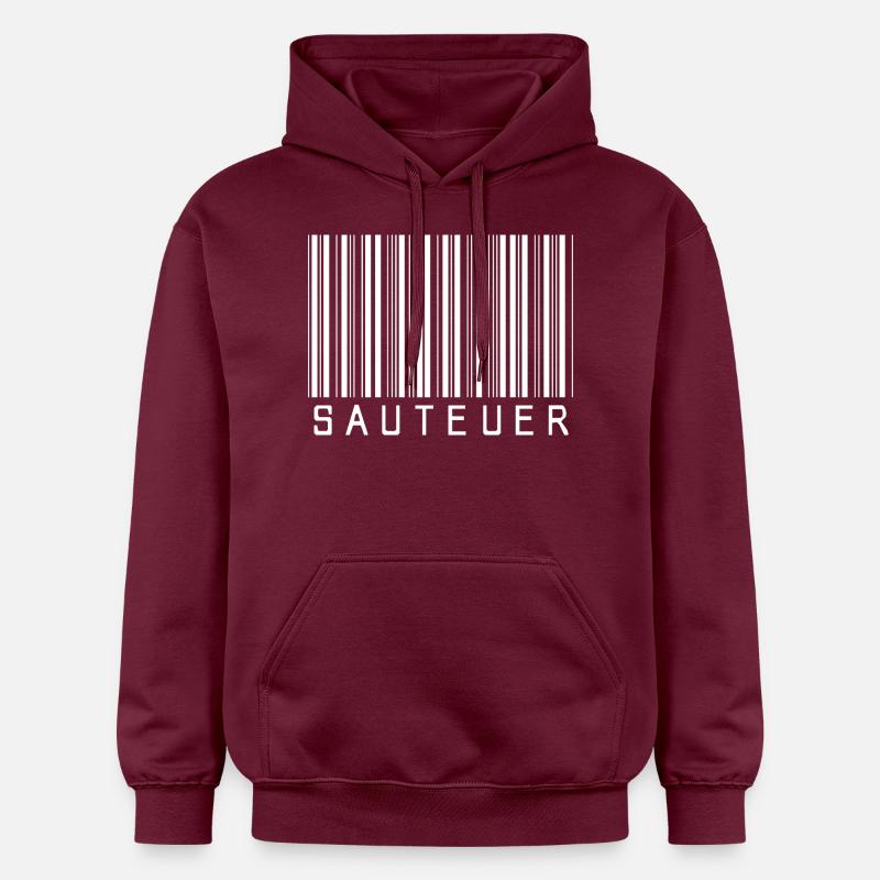 Code-barres « SAUTEUER » blanc - Sweat à capuche Softstyle® Gildan Unisexe - maroon