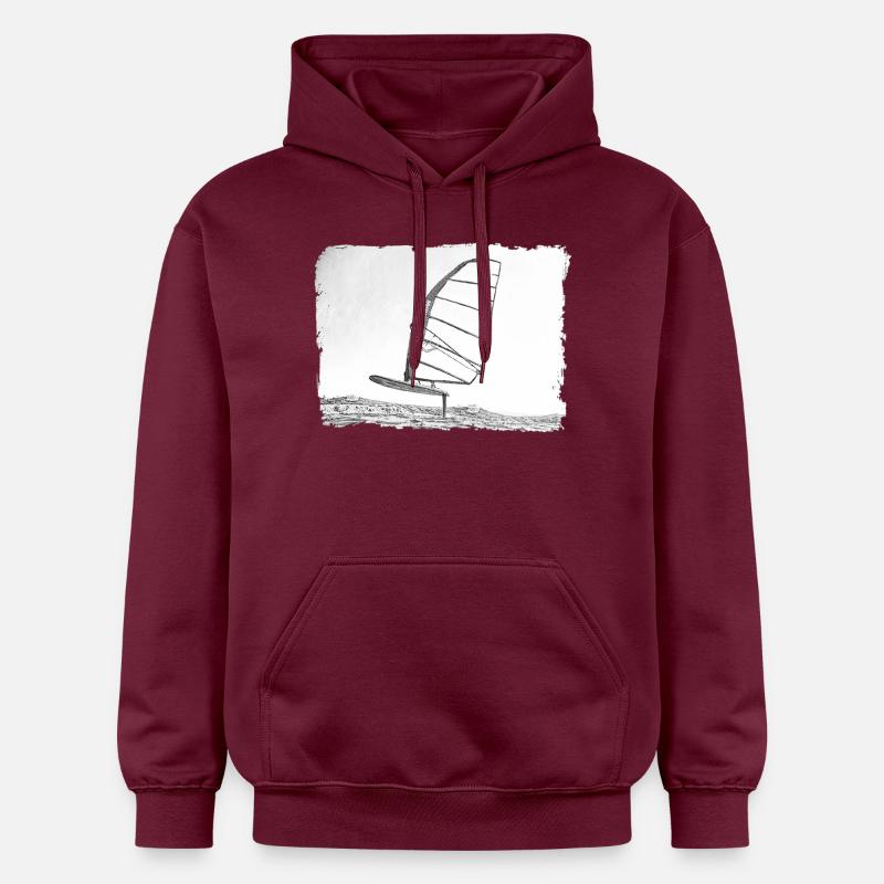 Windsurf Foil / Foiling Hand-Drawing Sketch - Sweat à capuche Softstyle® Gildan Unisexe - maroon