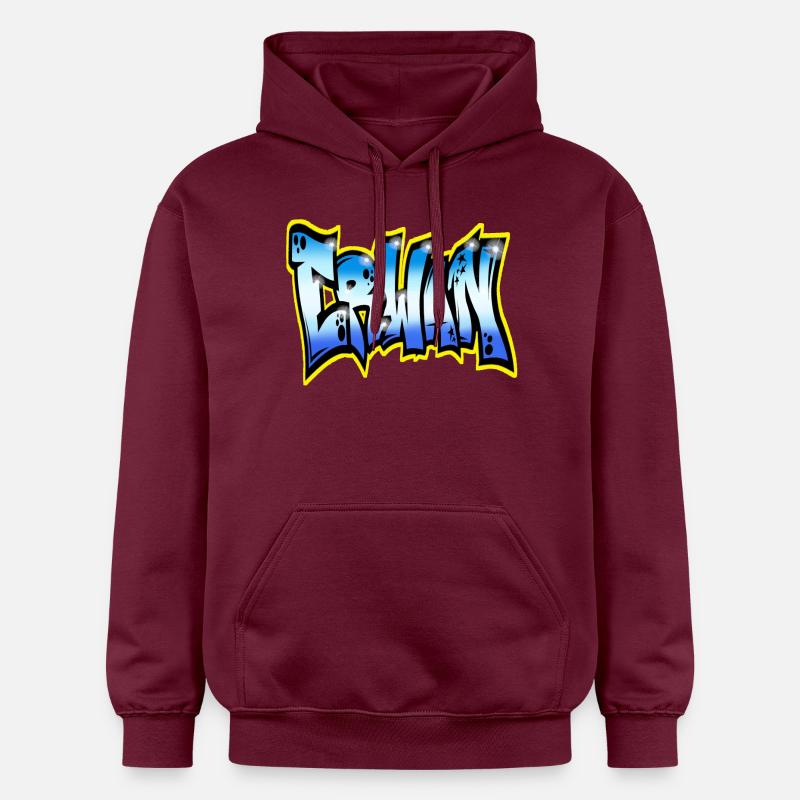 Erwan GRAFFITI NAME PRINT - Sweat à capuche Softstyle® Gildan Unisexe - maroon