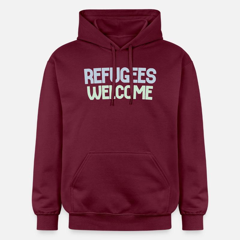 Les réfugiés accueillent rétro - Sweat à capuche Softstyle® Gildan Unisexe - maroon