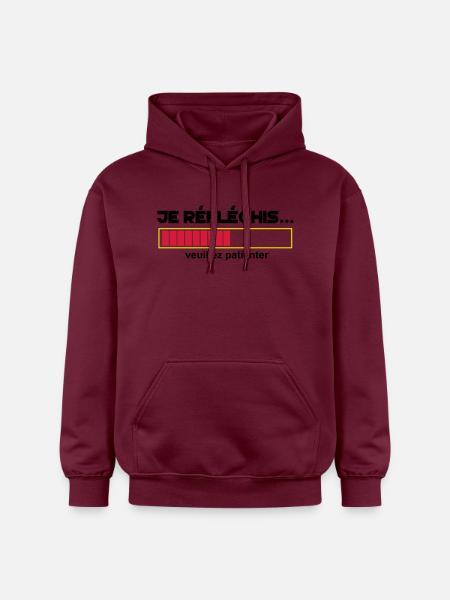 JE Réfléchis,drôle,citations,humour,formes - Sweat à capuche Softstyle® Gildan Unisexe - maroon