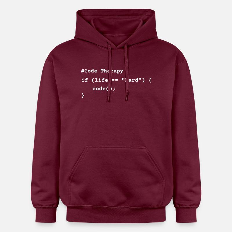 Code Therapy – Funny Programming T-Shirt - Gildan Unisex Softstyle® Midweight Hoodie - Maroon