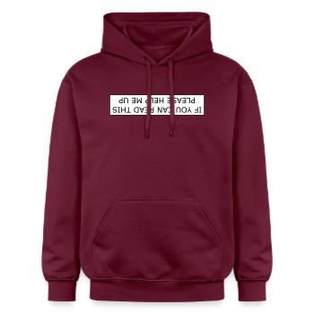 Wenn Sie dies lesen können, helfen Sie mir bitte auf - Gildan Unisex Softstyle® Midweight Hoodie - Maroon - Vorne - Liana (172cm) & Jaron (178cm)
