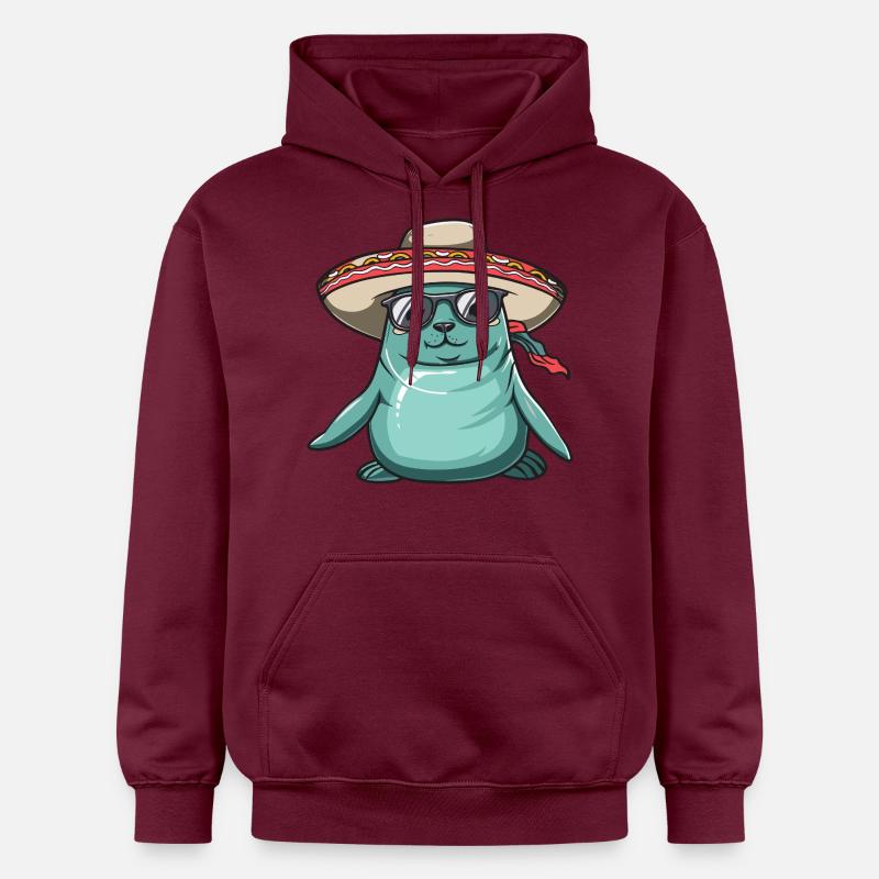 phoque animal drôle sombrero - Sweat à capuche Softstyle® Gildan Unisexe - maroon