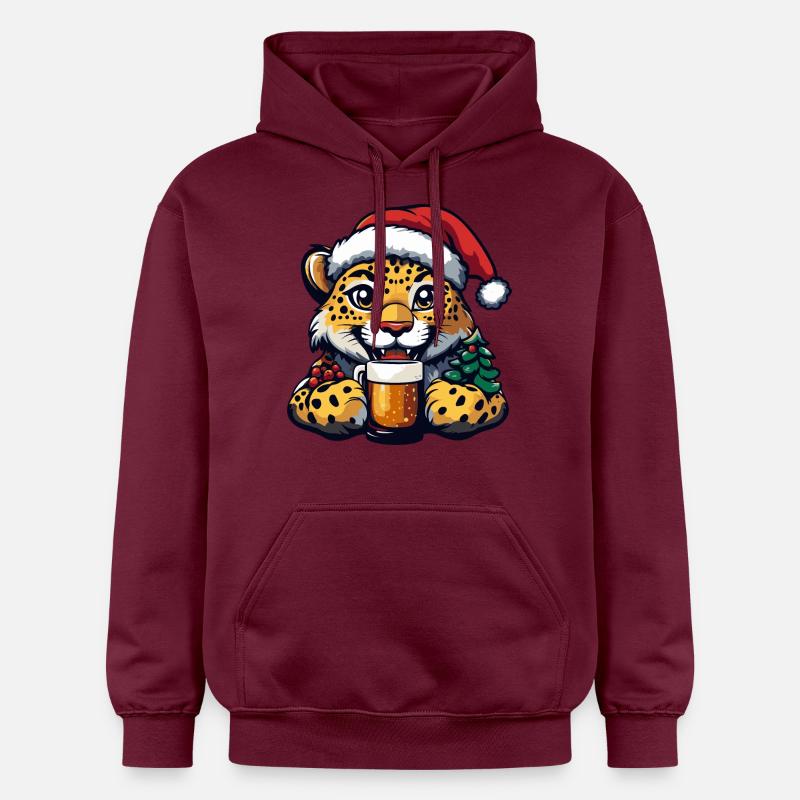 Léopard Noël Bière Drôle - Sweat à capuche Softstyle® Gildan Unisexe - maroon
