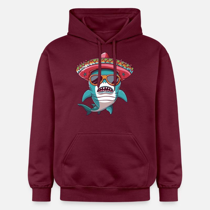 Requin Bande Dessinée Drôle Sombrero - Sweat à capuche Softstyle® Gildan Unisexe - maroon