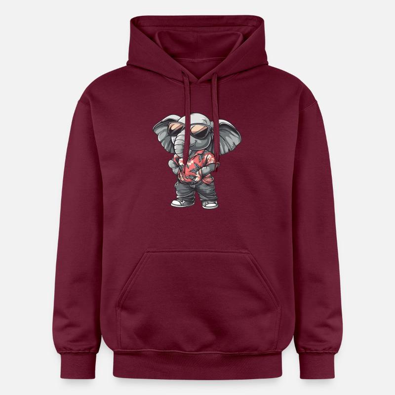 Éléphant Bande Dessinée Drôle Été - Sweat à capuche Softstyle® Gildan Unisexe - maroon
