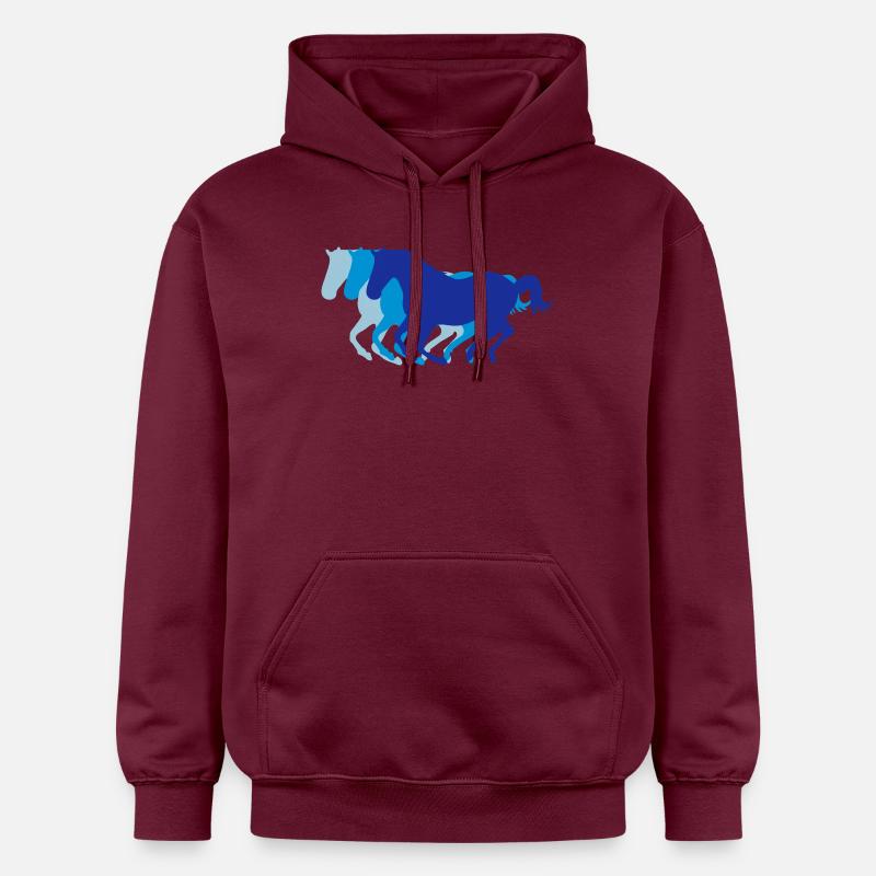Trois chevaux au galop - Sweat à capuche Softstyle® Gildan Unisexe - maroon