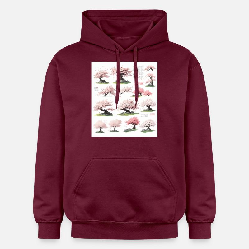 Illustrations de cerisiers - Sweat à capuche Softstyle® Gildan Unisexe - maroon