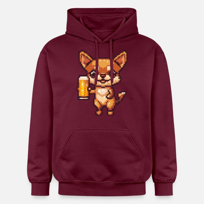 Chihuahua Chiens Pixel Bière - Sweat à capuche Softstyle® Gildan Unisexe - maroon