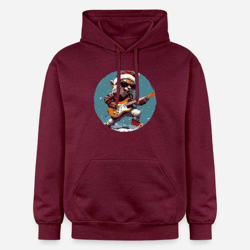 Guitare Rocker de Noël guépard - Sweat à capuche Softstyle® Gildan Unisexe - maroon