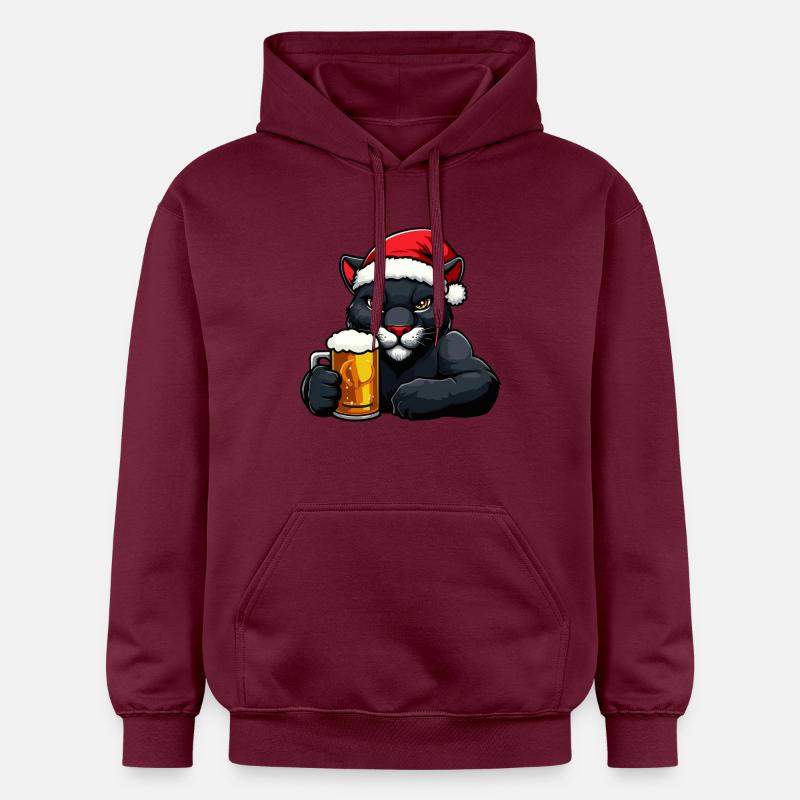 Panthère Noël Bière Drôle - Sweat à capuche Softstyle® Gildan Unisexe - maroon