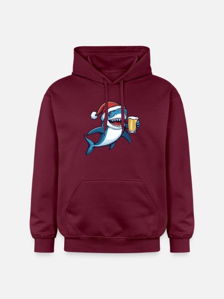 Shark Christmas Beer Funny - Gildan Unisex Softstyle® Midweight Hoodie - maroon