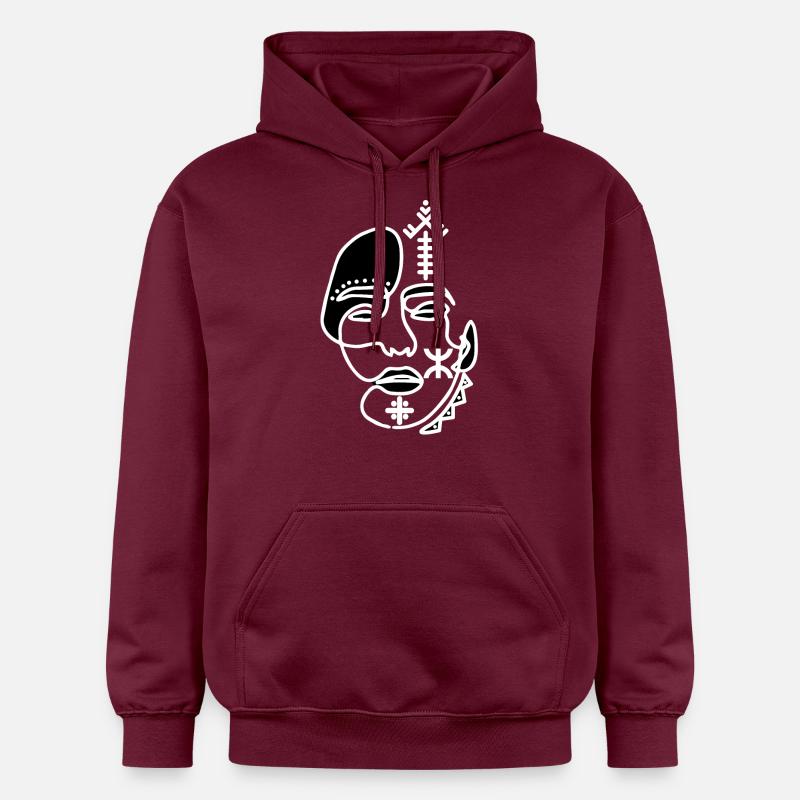 VISAGE TATOUAGE AMAZIGHAVEC DES BIJOUX - Sweat à capuche Softstyle® Gildan Unisexe - maroon