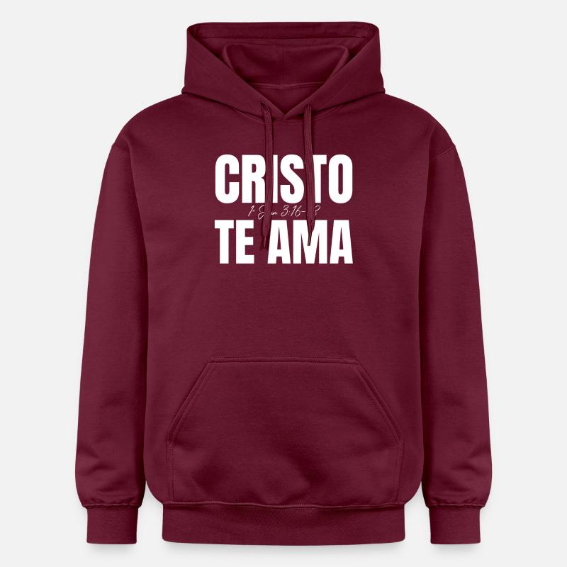 Christ t’aime (Blanc) - Sweat à capuche Softstyle® Gildan Unisexe - maroon
