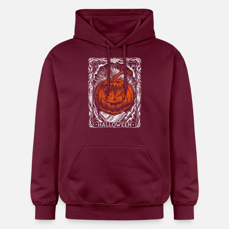 Carte Tarot Citrouille Halloween, Automne - Sweat à capuche Softstyle® Gildan Unisexe - maroon