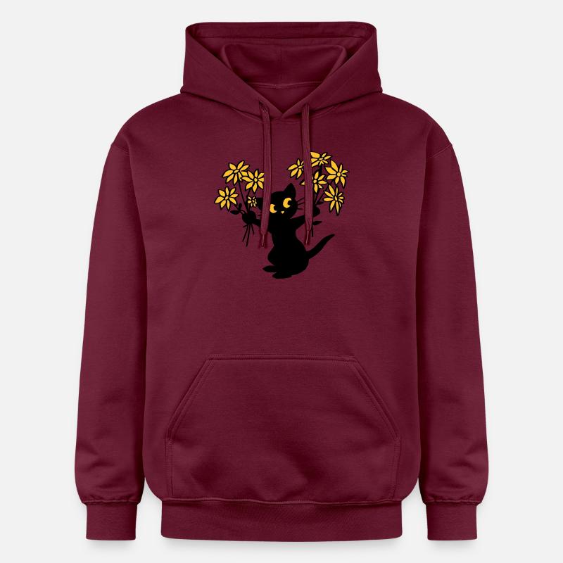 Le chat aux fleurs - Sweat à capuche Softstyle® Gildan Unisexe - maroon