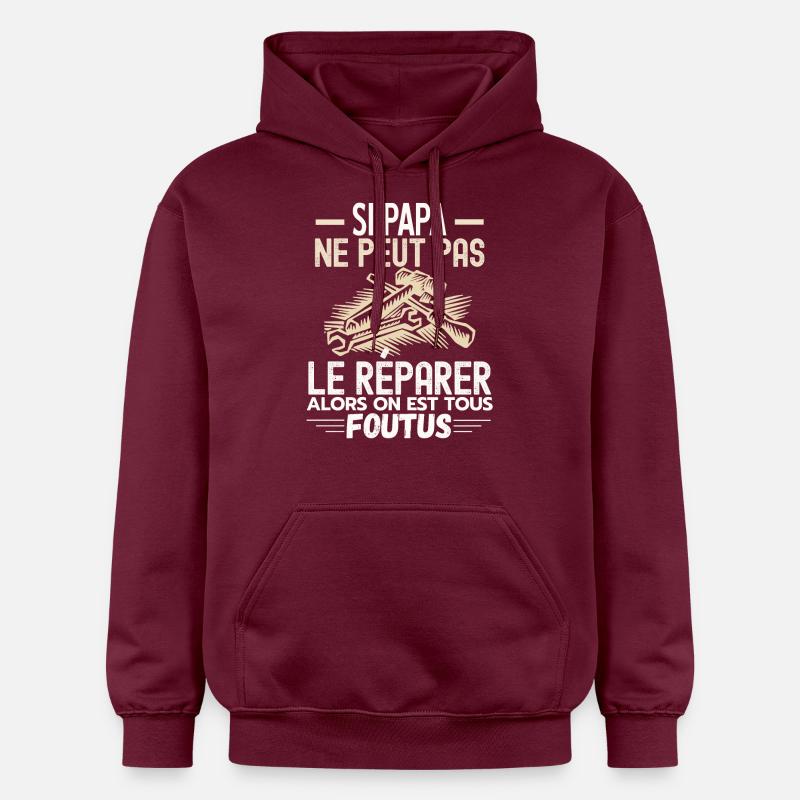 Papa bricoleur - Sweat à capuche Softstyle® Gildan Unisexe - maroon