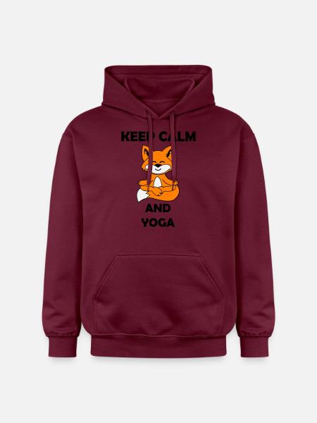 Yoga Fox Keep Calm - Gildan Unisex Softstyle® Midweight Hoodie - maroon