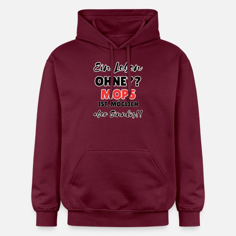 « La vie sans carlin » - Sweat à capuche Softstyle® Gildan Unisexe - maroon