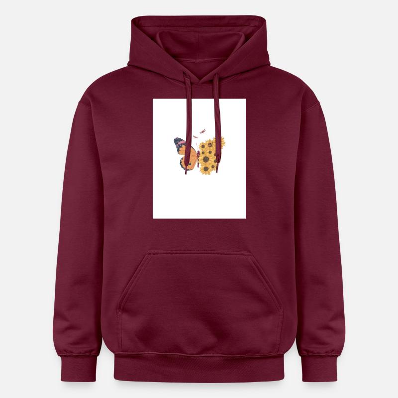 Papillon et tournesols - Sweat à capuche Softstyle® Gildan Unisexe - maroon