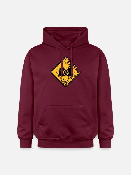 Danger warning sign camera - Gildan Unisex Softstyle® Midweight Hoodie - maroon
