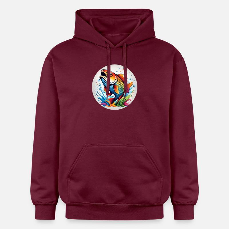 Fisch runder Batch - Gildan Unisex Softstyle® Midweight Hoodie - Maroon