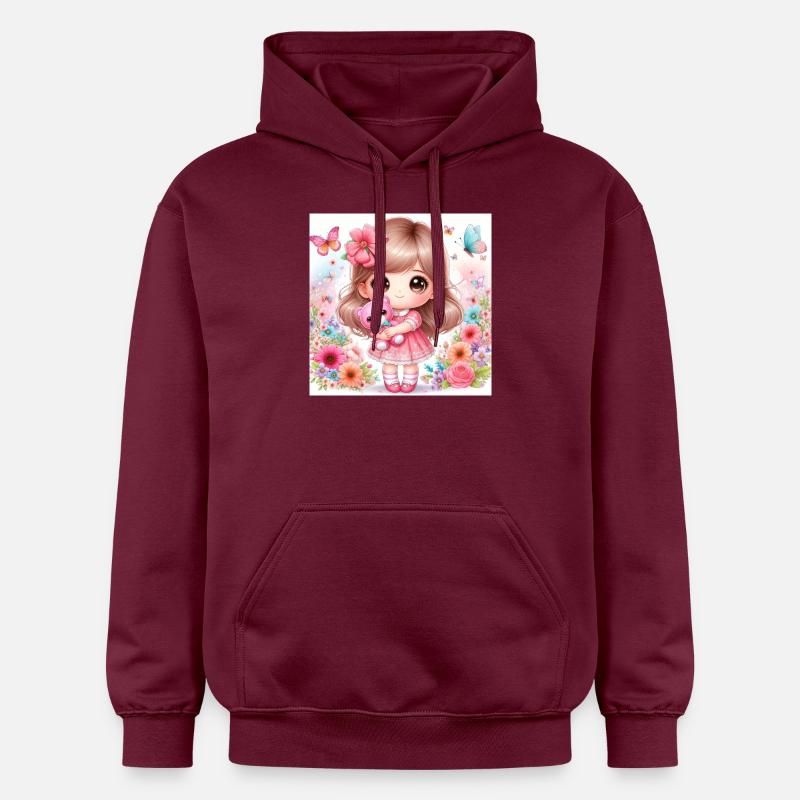 Petite poupée avec un nounours - Sweat à capuche Softstyle® Gildan Unisexe - maroon