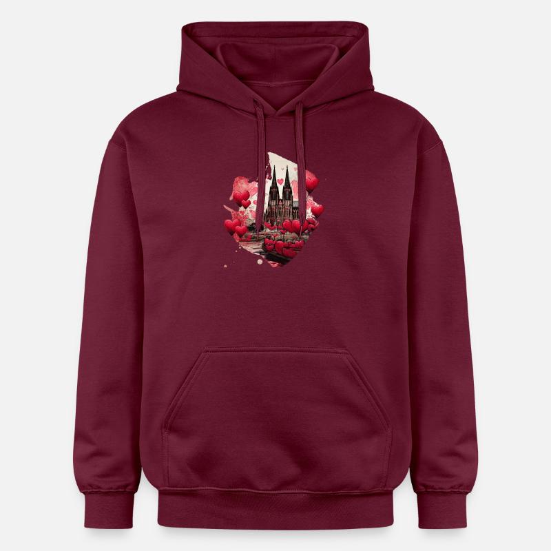 Cathédrale de Cologne,Cathédrale,Cologne,Coeurs,Peinture - Sweat à capuche Softstyle® Gildan Unisexe - maroon
