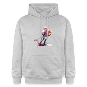 L’art du sport de crosse #lacrosse #sport - Sweat à capuche Softstyle® Gildan Unisexe - gris clair chiné - Devant - Liana (172cm) & Jaron (178cm)