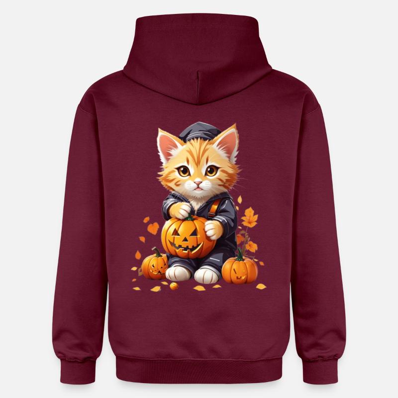 Chat mignon avec citrouille - Sweat à capuche Softstyle® Gildan Unisexe - maroon