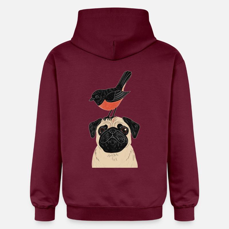 Carlin avec oiseau - Sweat à capuche Softstyle® Gildan Unisexe - maroon