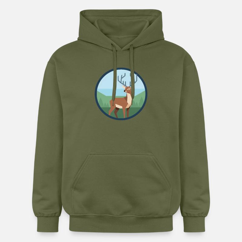 Cerf - Sweat à capuche Softstyle® Gildan Unisexe - vert militaire