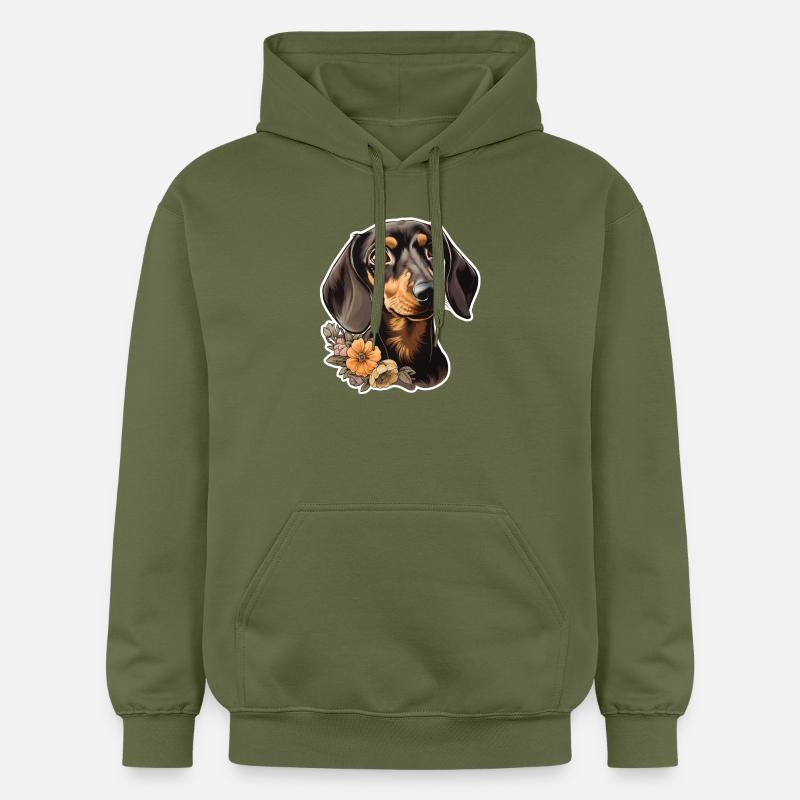 Teckel Tête de teckel - Sweat à capuche Softstyle® Gildan Unisexe - vert militaire