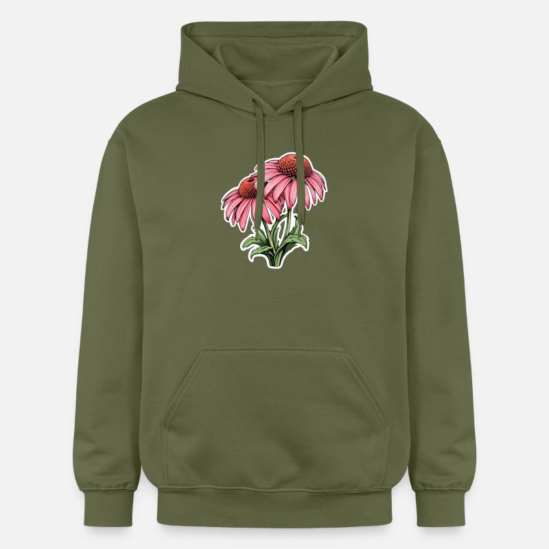Échinacée 2 Fleurs - Sweat à capuche Softstyle® Gildan Unisexe - vert militaire