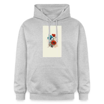 Mohnblumen - Gildan Unisex Softstyle® Midweight Hoodie - Hellgrau meliert - Vorne - Liana (172cm) & Jaron (178cm)