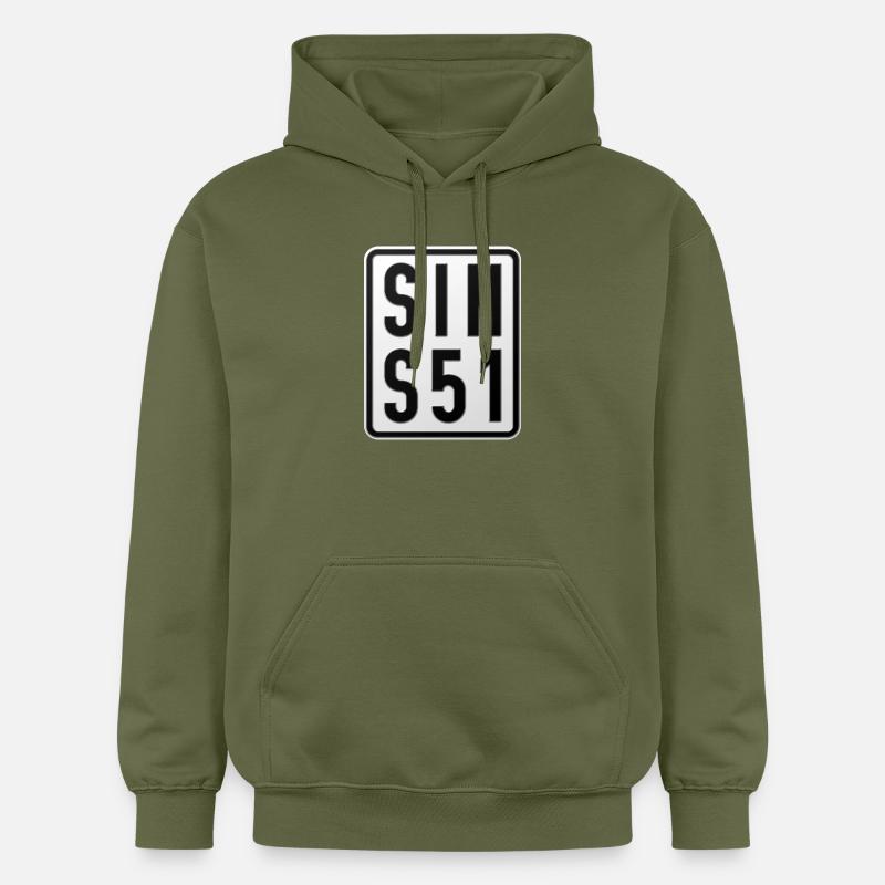 Plaque d’immatriculation du Simson S51 Mobylette - Sweat à capuche Softstyle® Gildan Unisexe - vert militaire