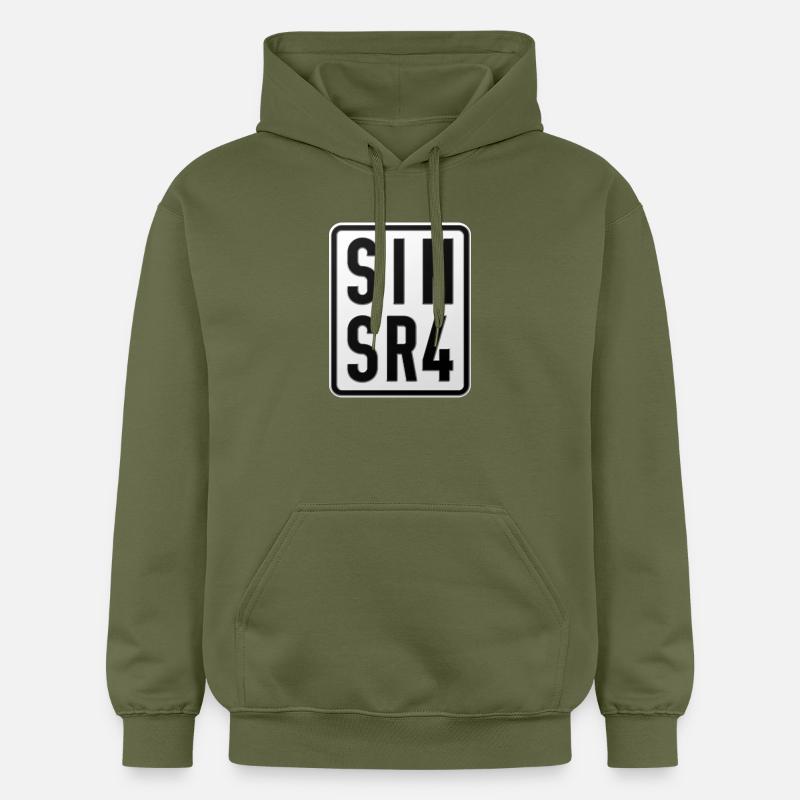 Plaque d’immatriculation du cyclomoteur Simson SR4 - Sweat à capuche Softstyle® Gildan Unisexe - vert militaire