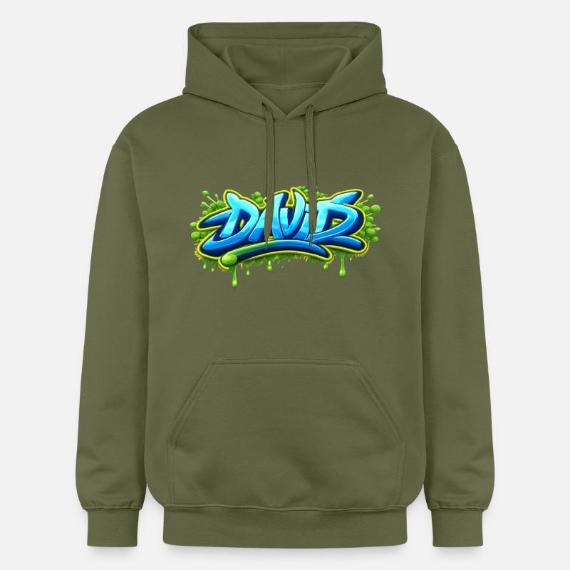 Graffiti name DAVID printable on everything  - Sweat à capuche Softstyle® Gildan Unisexe - vert militaire