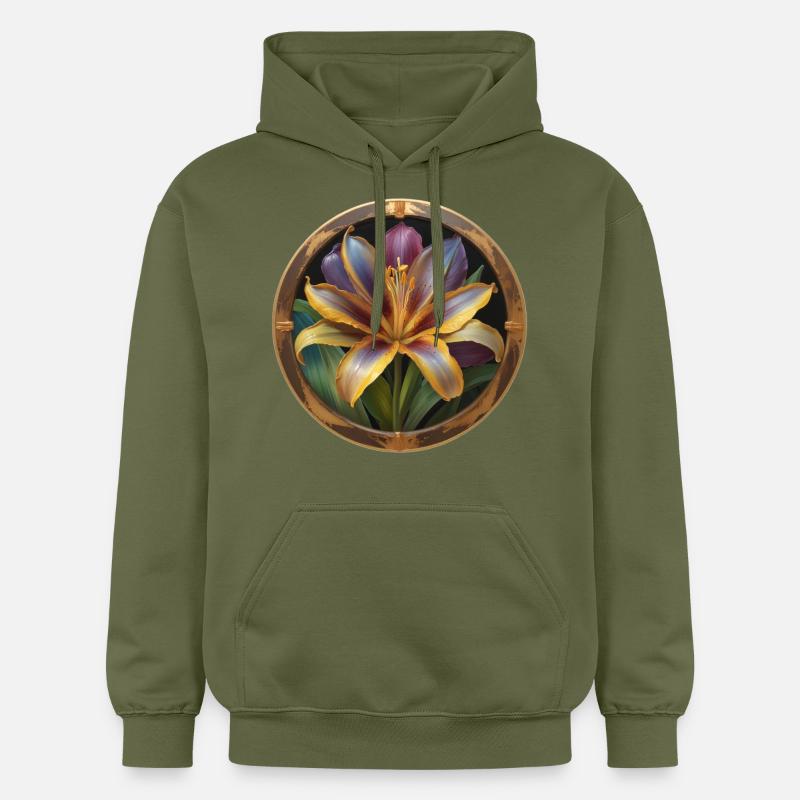 Fleur de lilas épanouie - Sweat à capuche Softstyle® Gildan Unisexe - vert militaire