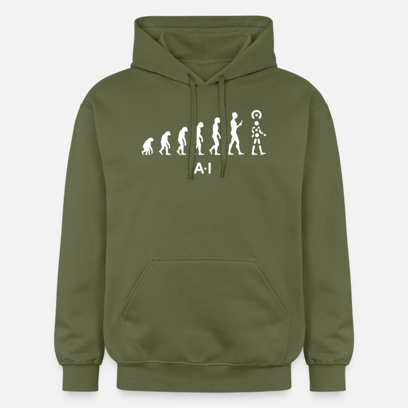 Évolution de l’IA – Intelligence artificielle - Sweat à capuche Softstyle® Gildan Unisexe - vert militaire