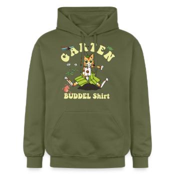 Pettersson & Findus Garten Buddel Shirt Findus - Gildan Unisex Softstyle® Midweight Hoodie - Militärgrün - Vorne - Marisol (170cm) & Nik (191cm)