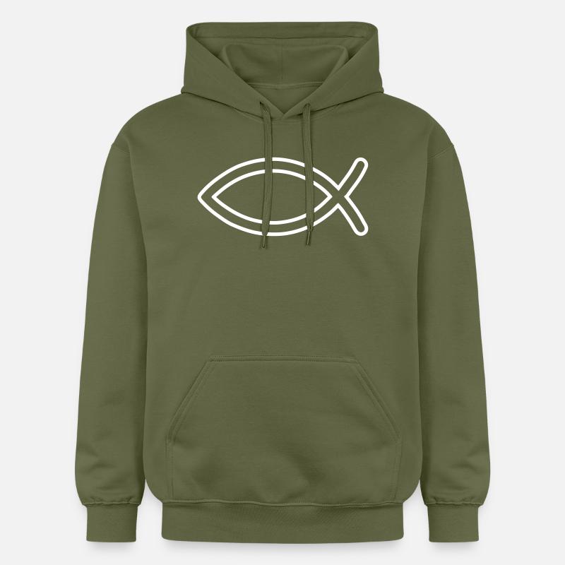 Symbole du poisson de Jésus - Sweat à capuche Softstyle® Gildan Unisexe - vert militaire