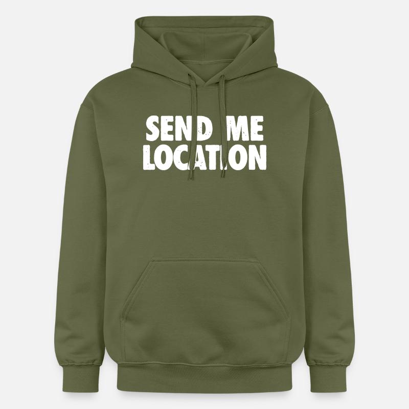Envoyez-moi l’emplacement - Cool Meme - Sweat à capuche Softstyle® Gildan Unisexe - vert militaire