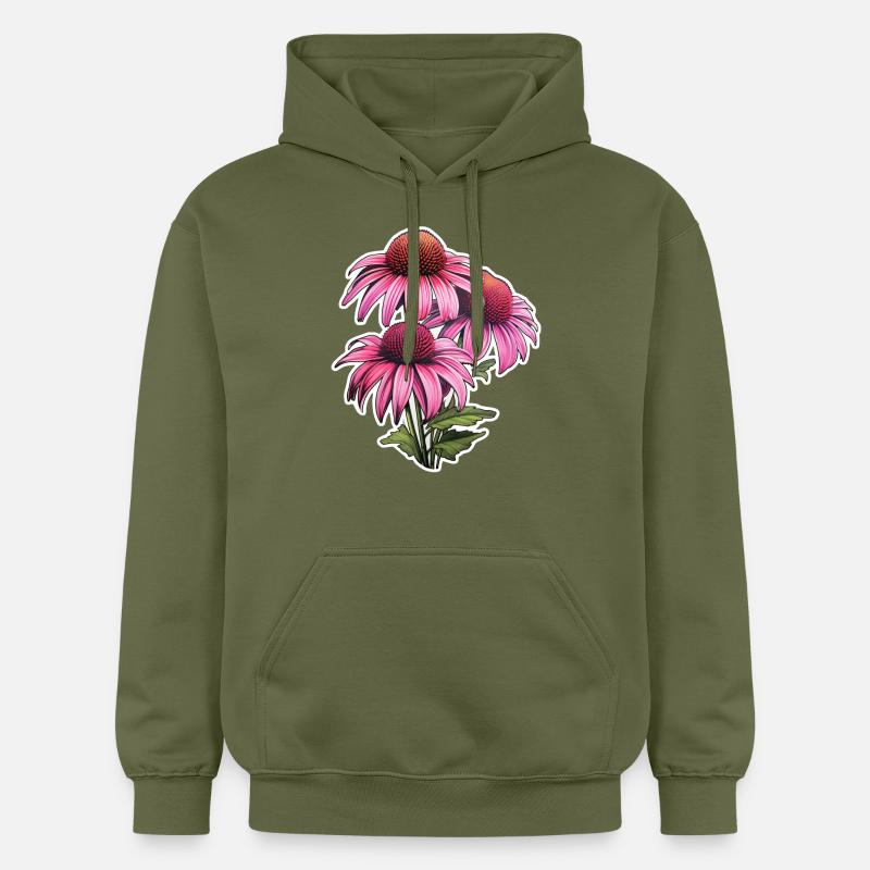 Échinacée 3 Fleurs - Sweat à capuche Softstyle® Gildan Unisexe - vert militaire