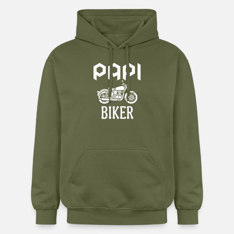 Papi motard biker - Sweat à capuche Softstyle® Gildan Unisexe - vert militaire