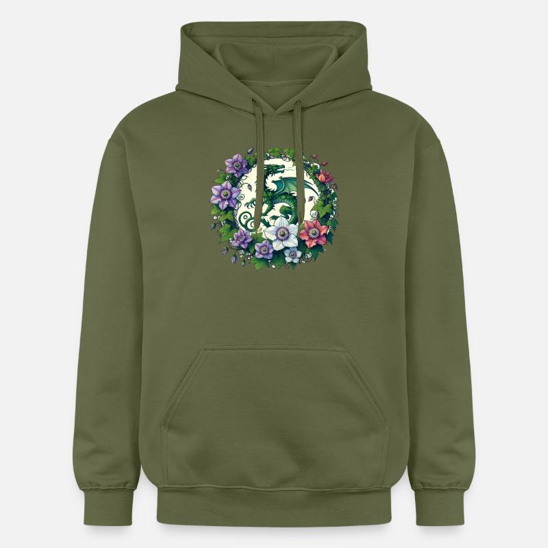 Dragon clématite - Sweat à capuche Softstyle® Gildan Unisexe - vert militaire