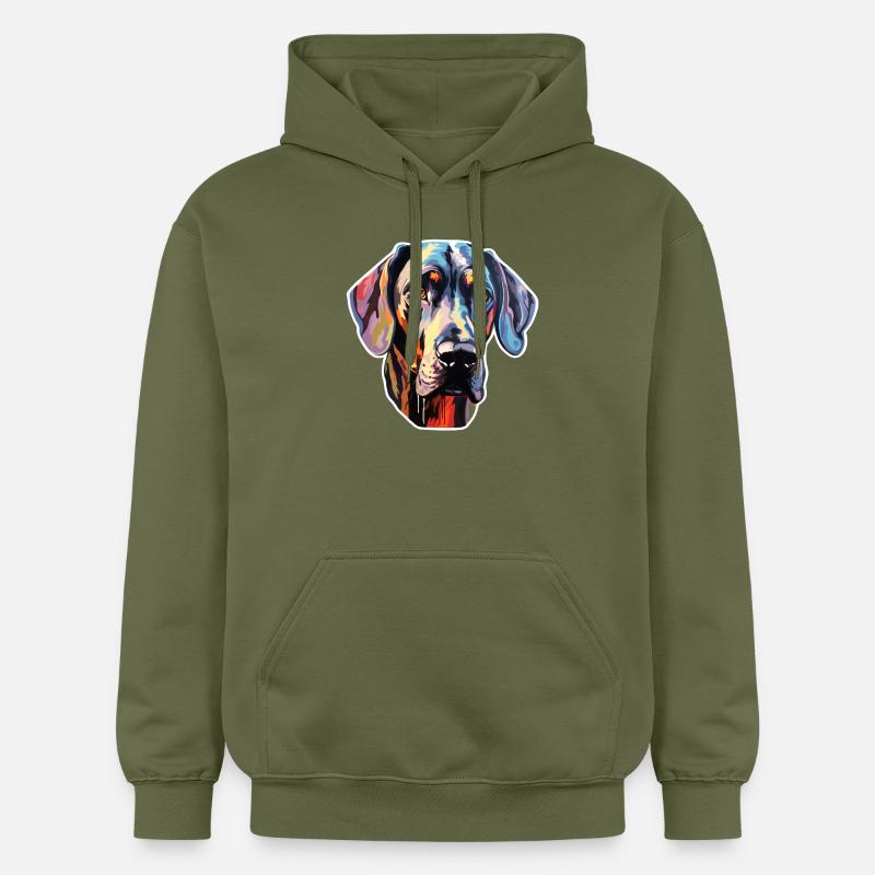 Danois Great Dane psychédélique - Sweat à capuche Softstyle® Gildan Unisexe - vert militaire